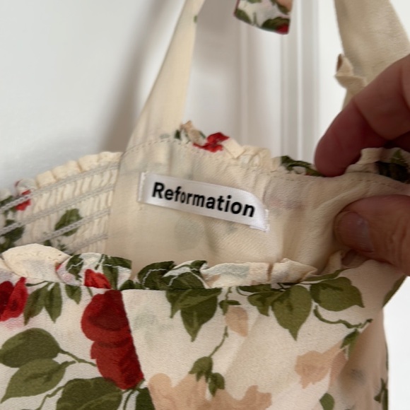 Reformation Floral Mini Dress in Cream and Red - Picture 3 of 7